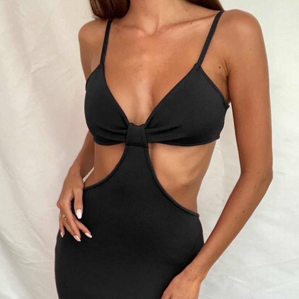 3/$25 SHEIN Black Cutout Maxi Spaghetti Strap Midi Dress sz XS